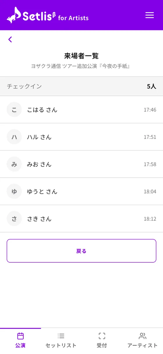 来場者一覧